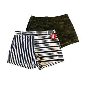 SPANX Sunshine Shorts Set Sz XL New‎ Blue Stripe Camo 4” Inseam Beach $136 Value